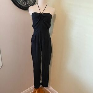 Sexy retro style black 100% silk halter jumpsuit size XS worn once